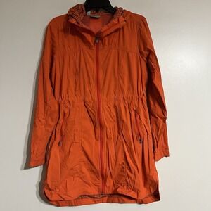 Athleta Pursuit Anorak Jacket Women's Size  Small Hooded Waist Cinch Orange